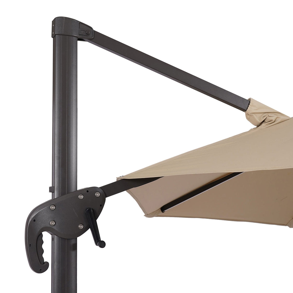 Fera Beige 10 Ft Round Umbrella w/ LED Bulb + 37" Large Base by Furniture of America at Eve Furniture