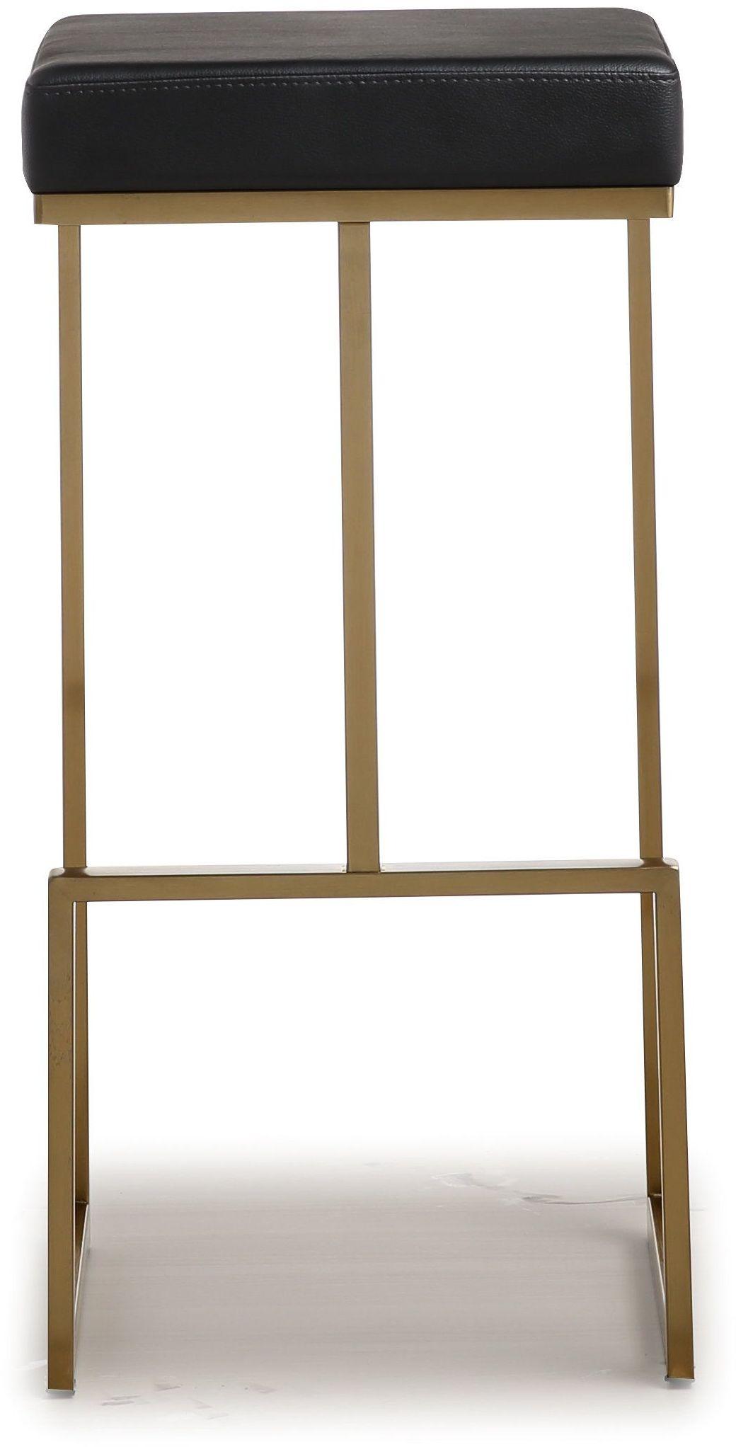 Ferrara Black Performance Vegan Leather and Gold Steel Barstool - Set of 2 by TOV Furniture at Eve Furniture