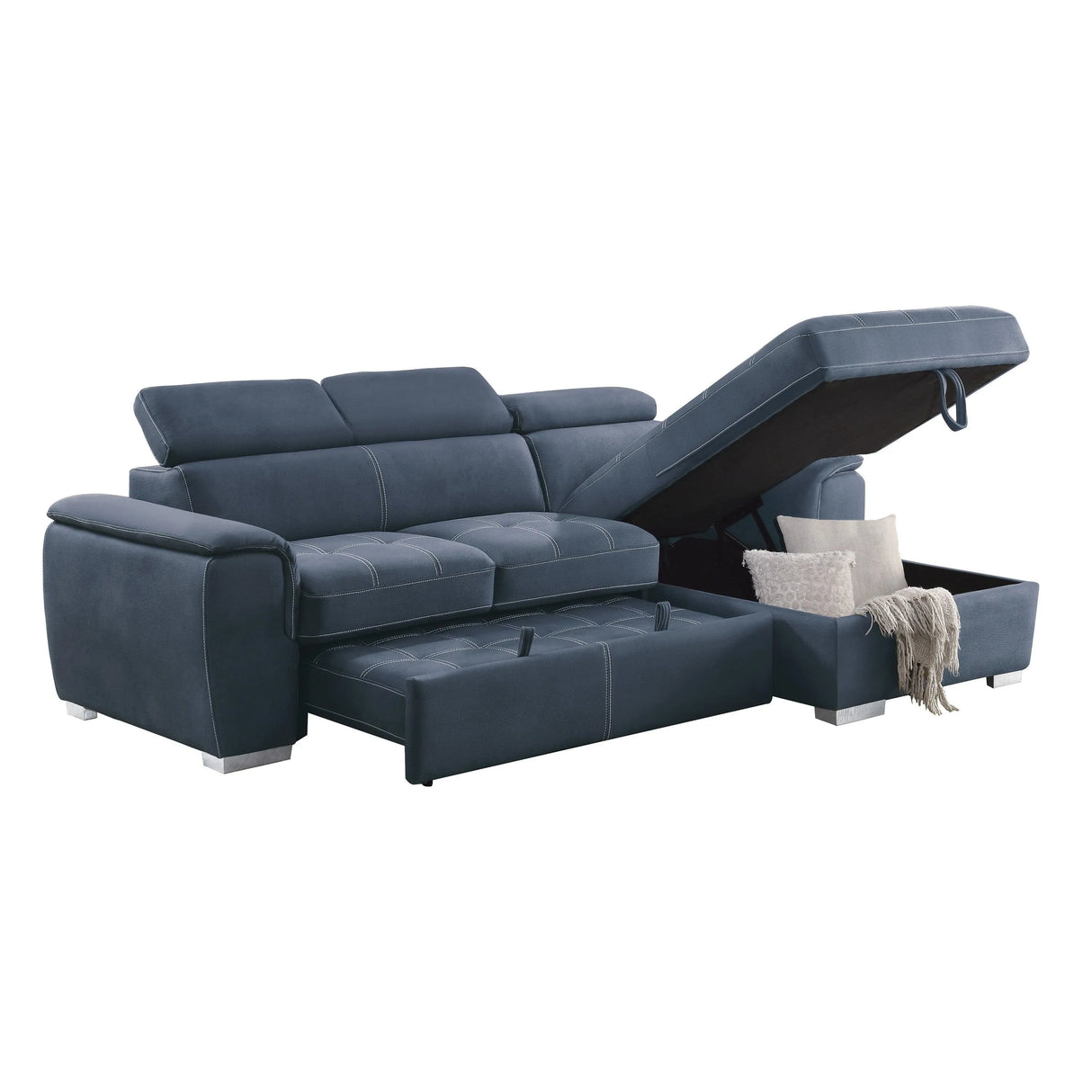 Ferriday Blue Storage Sleeper Sectional by Homelegance at Eve Furniture