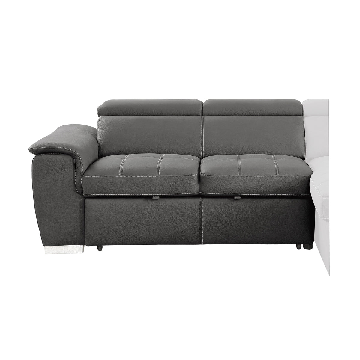 Ferriday Gray 2-Piece Sectional with Adjustable Headrests, Pull-out Bed and Right Chaise with Hidden Storage by Homelegance at Eve Furniture