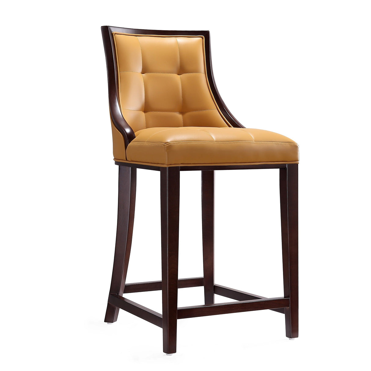 Fifth Ave Counter Stool in Camel and Dark Walnut (set of 2) by Manhattan Comfort at Eve Furniture