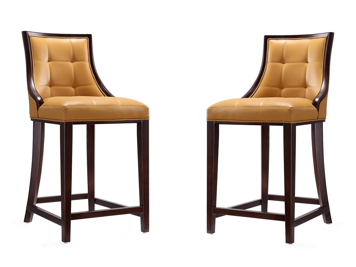 Fifth Ave Counter Stool in Camel and Dark Walnut (set of 2) by Manhattan Comfort at Eve Furniture