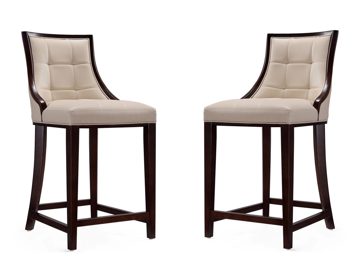 Fifth Ave Counter Stool in Cream and Dark Walnut (set of 2) by Manhattan Comfort at Eve Furniture