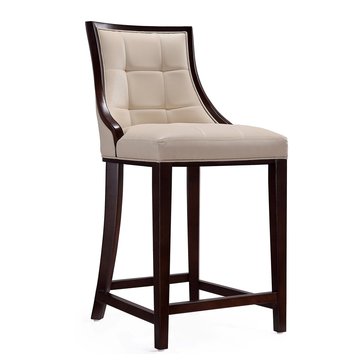Fifth Ave Counter Stool in Cream and Dark Walnut (set of 3) by Manhattan Comfort at Eve Furniture