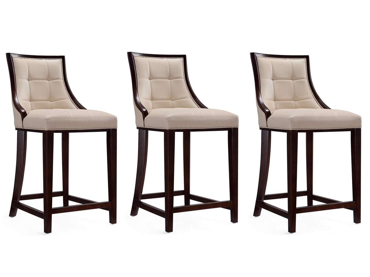 Fifth Ave Counter Stool in Cream and Dark Walnut (set of 3) by Manhattan Comfort at Eve Furniture