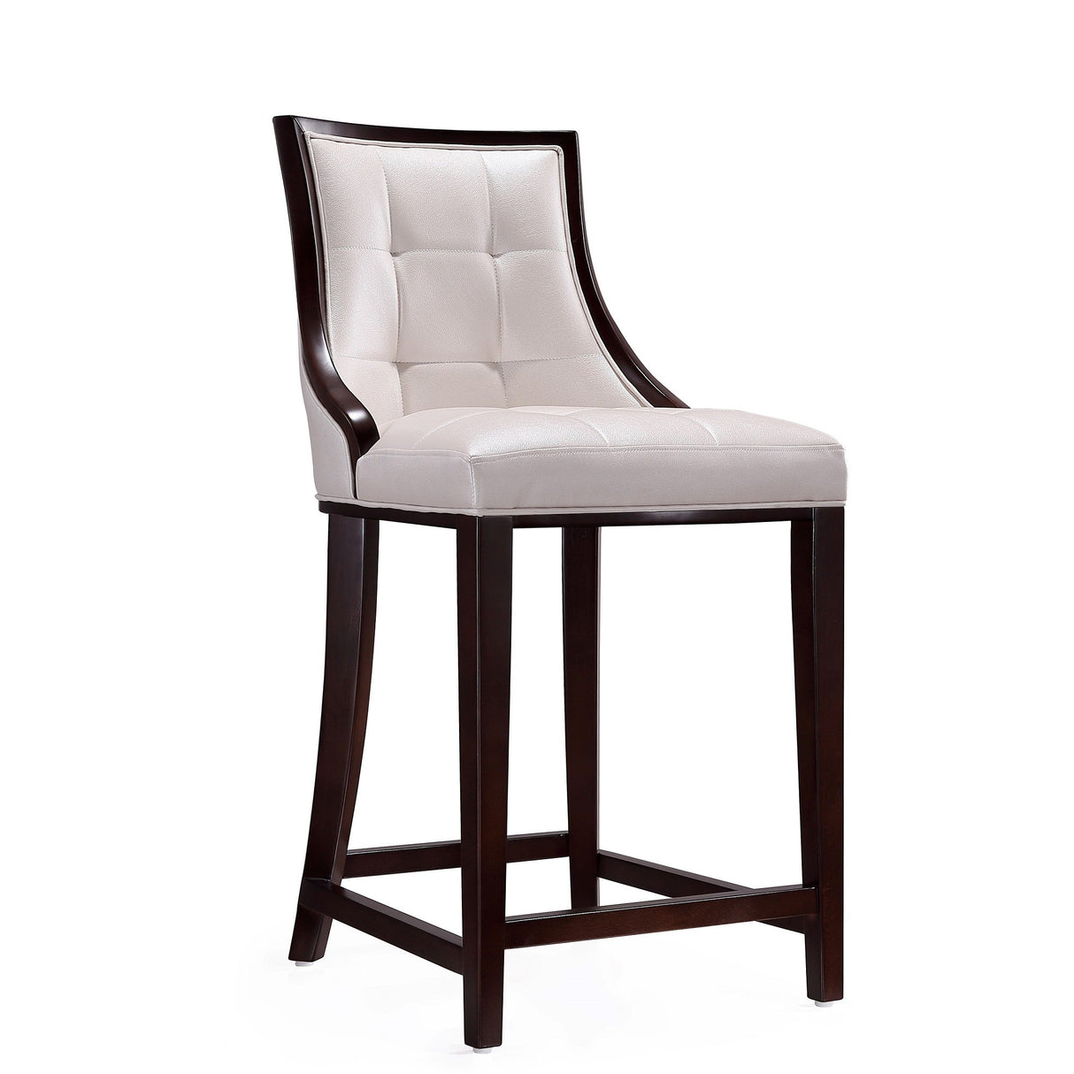 Fifth Ave Counter Stool in Pearl White and Walnut (set of 2) by Manhattan Comfort at Eve Furniture