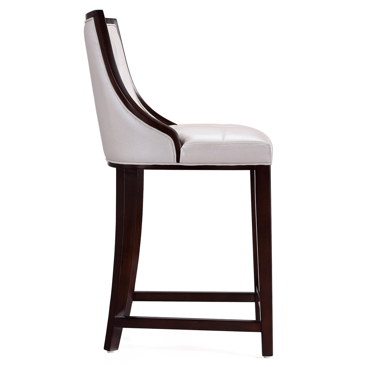 Fifth Ave Counter Stool in Pearl White and Walnut (set of 2) by Manhattan Comfort at Eve Furniture