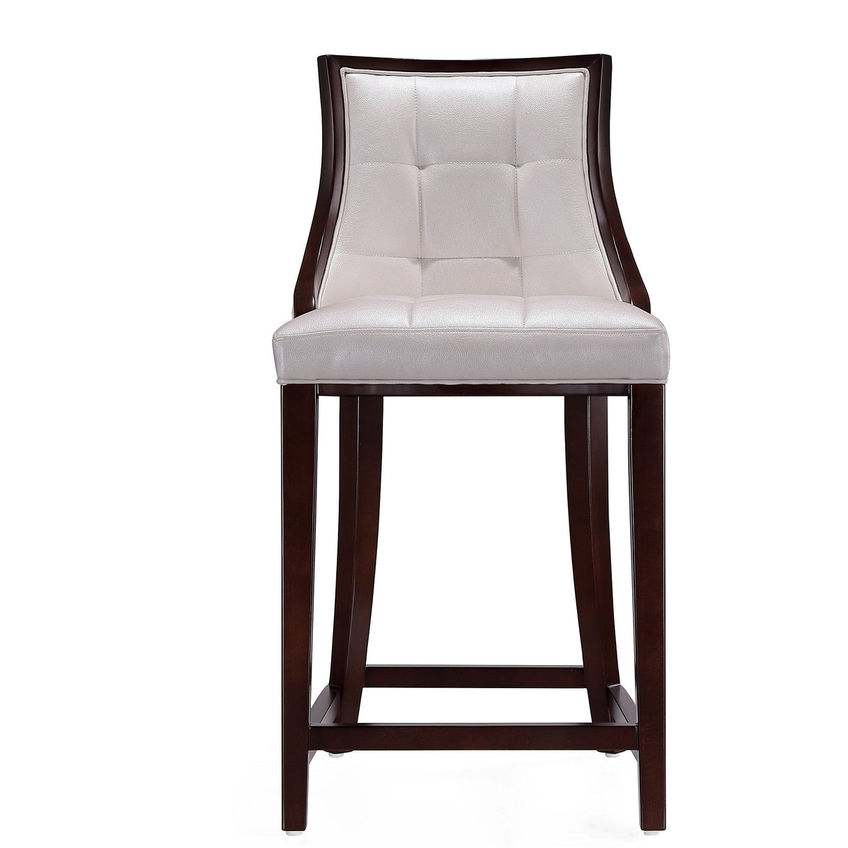Fifth Ave Counter Stool in Pearl White and Walnut (set of 3) by Manhattan Comfort at Eve Furniture