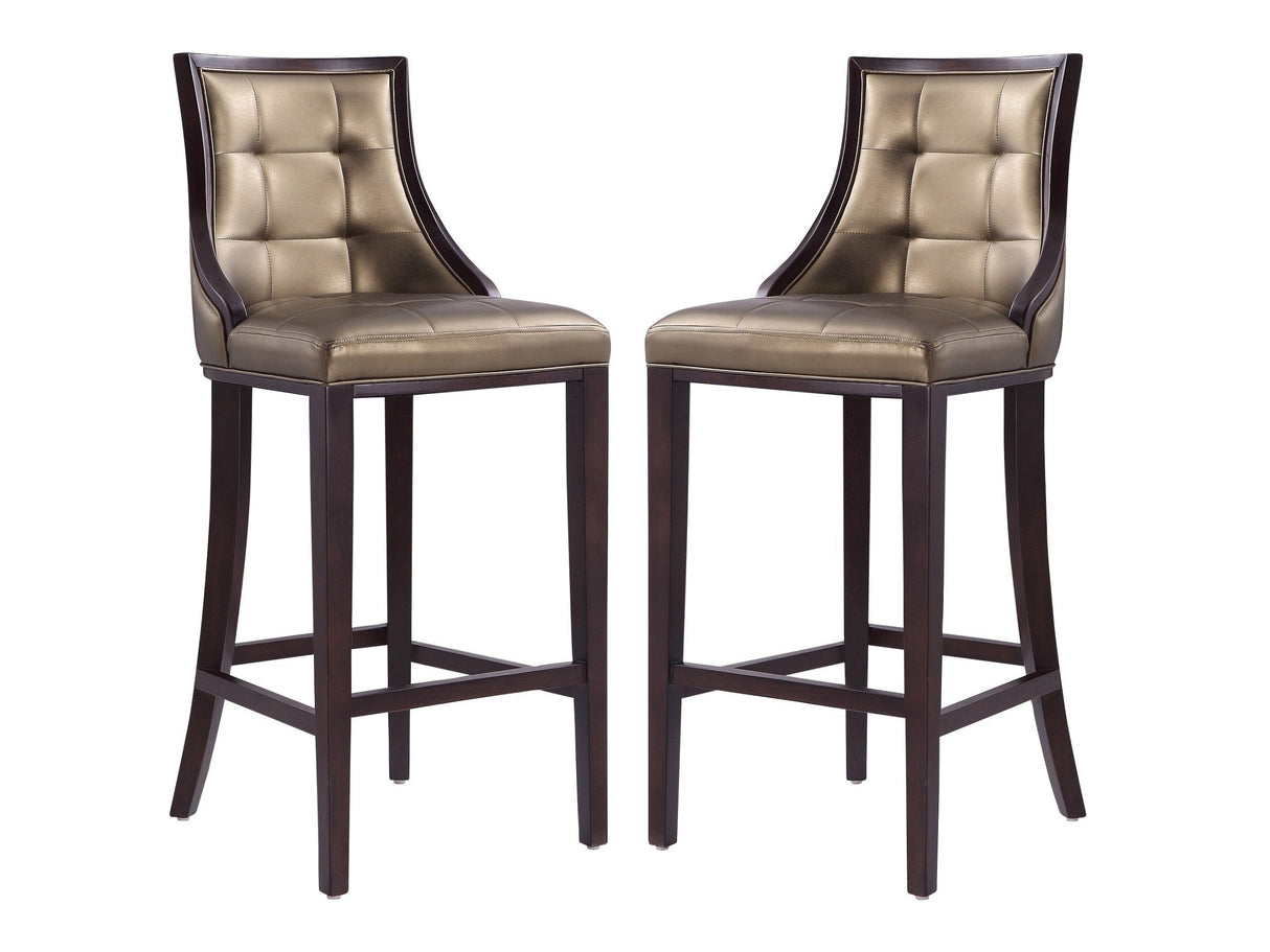 Fifth Avenue Bar Stool in Bronze and Walnut (set of 2) by Manhattan Comfort at Eve Furniture