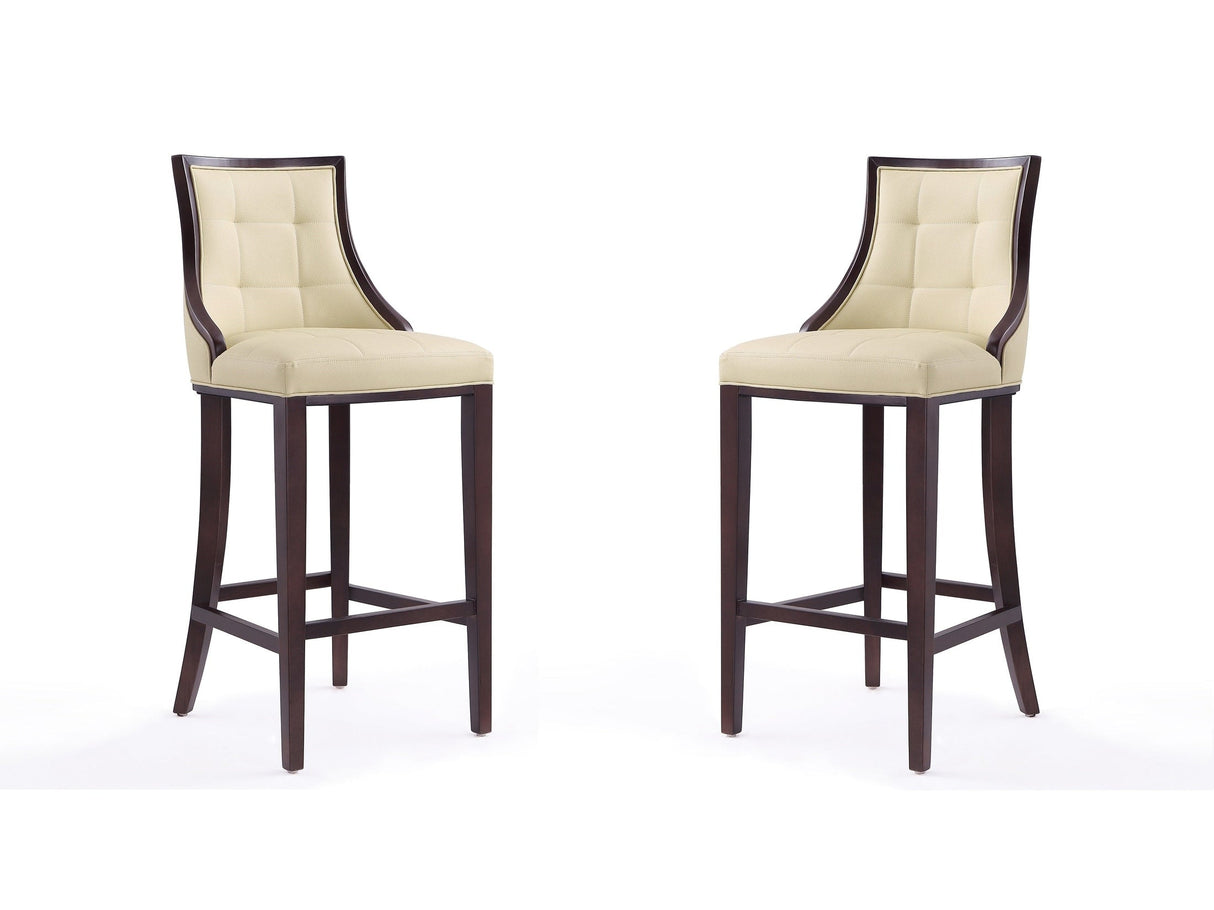 Fifth Avenue Bar Stool in Cream and Walnut (set of 2) by Manhattan Comfort at Eve Furniture