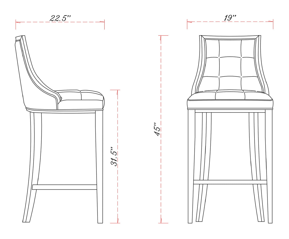 Fifth Avenue Bar Stool in Pearl White and Walnut by Manhattan Comfort at Eve Furniture