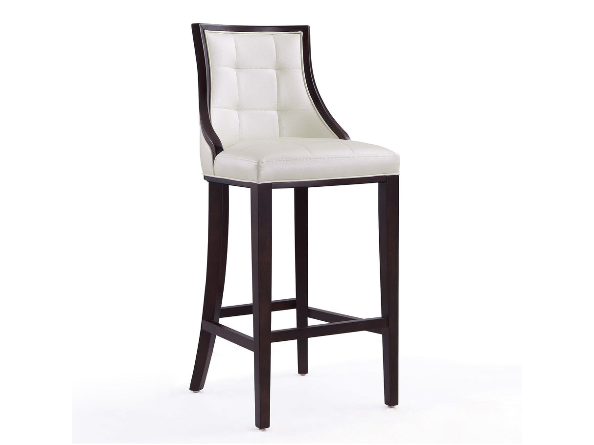 Fifth Avenue Bar Stool in Pearl White and Walnut by Manhattan Comfort at Eve Furniture