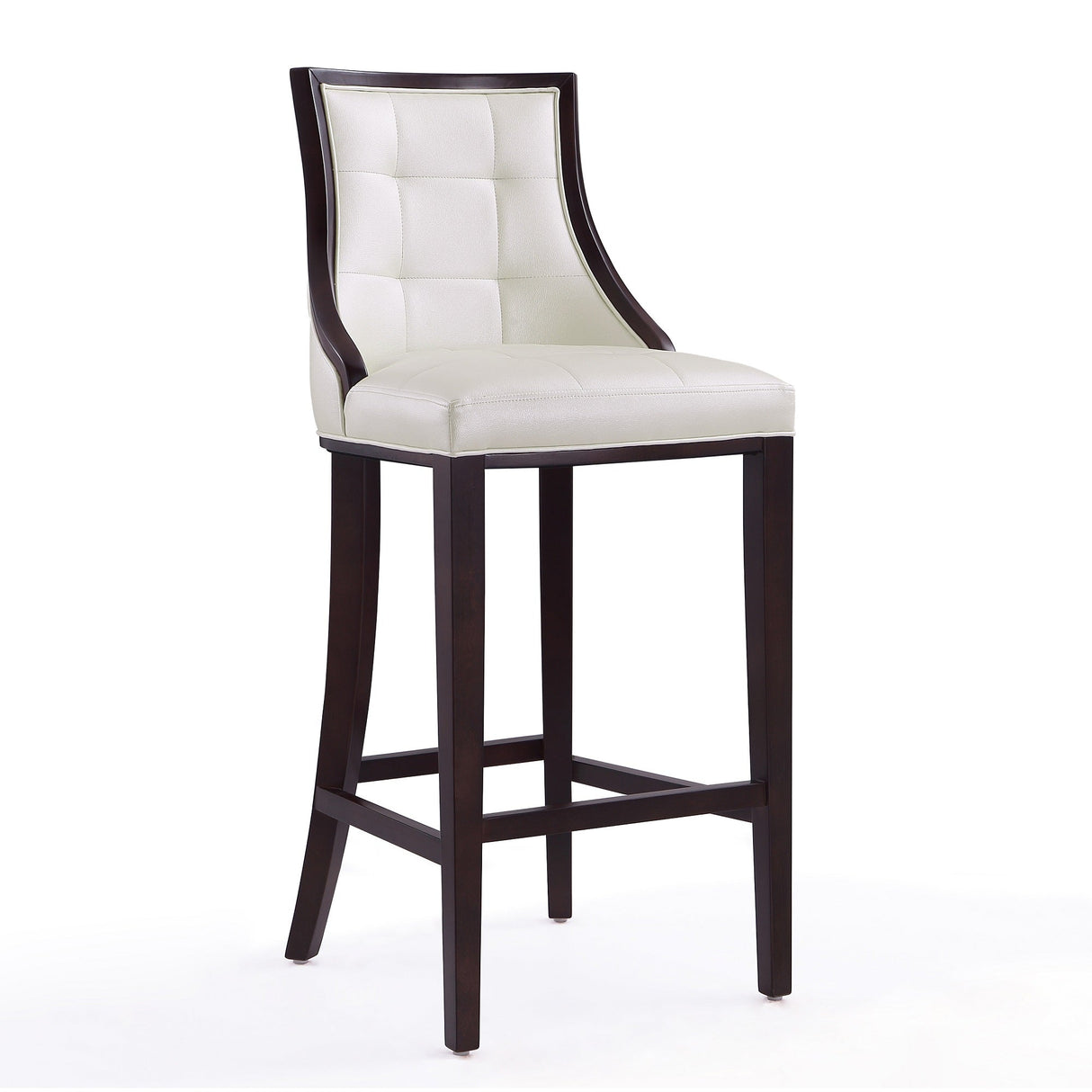 Fifth Avenue Bar Stool in Pearl White and Walnut (set of 2) by Manhattan Comfort at Eve Furniture