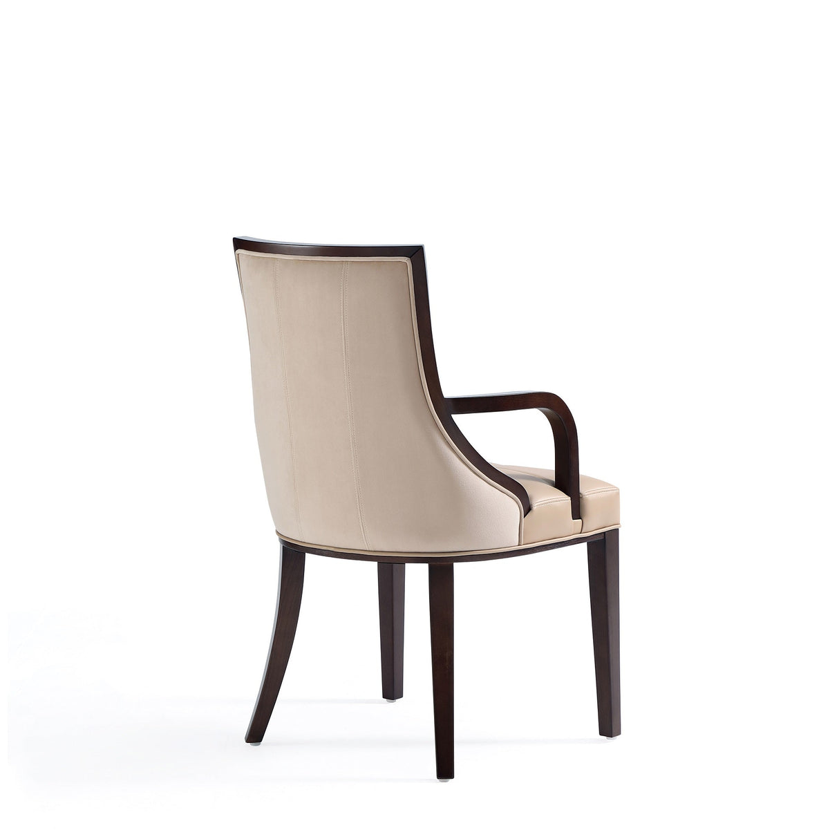 Fifth Avenue Faux Leather and Velvet Dining Armchair in Tan and Walnut (set of 2) by Manhattan Comfort at Eve Furniture