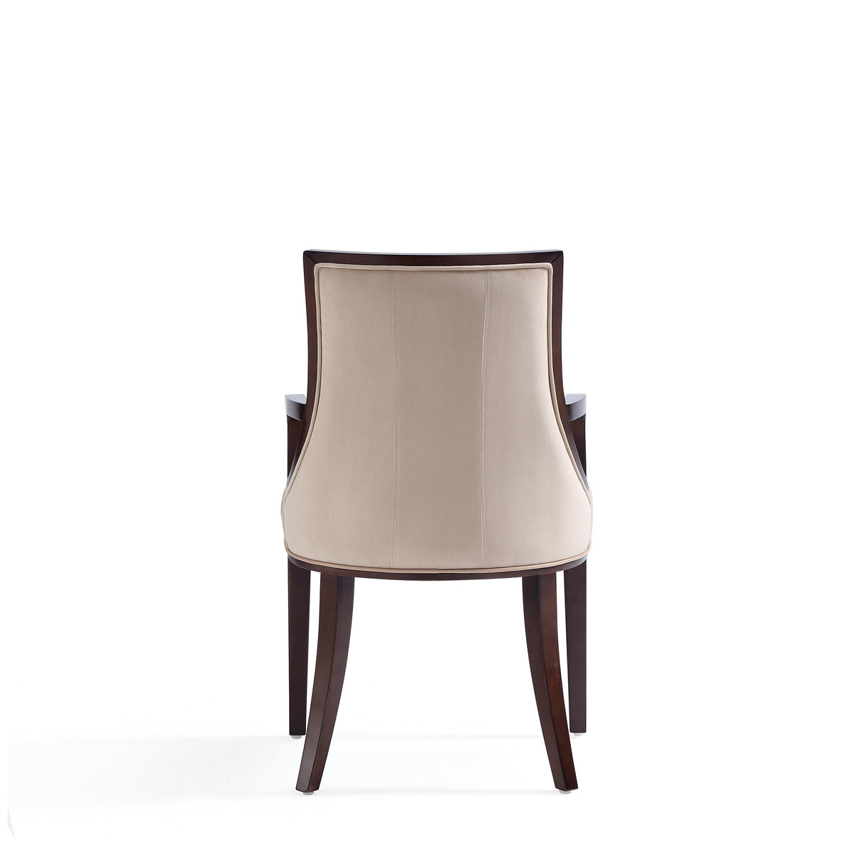 Fifth Avenue Faux Leather and Velvet Dining Armchair in Tan and Walnut (set of 2) by Manhattan Comfort at Eve Furniture