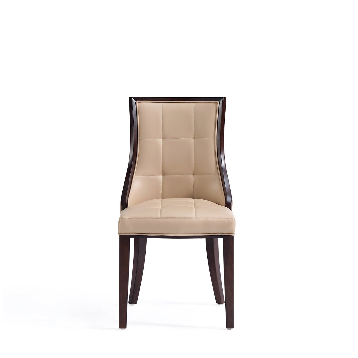 Fifth Avenue Faux Leather and Velvet Dining Chair in Tan and Walnut (set of 4) by Manhattan Comfort at Eve Furniture