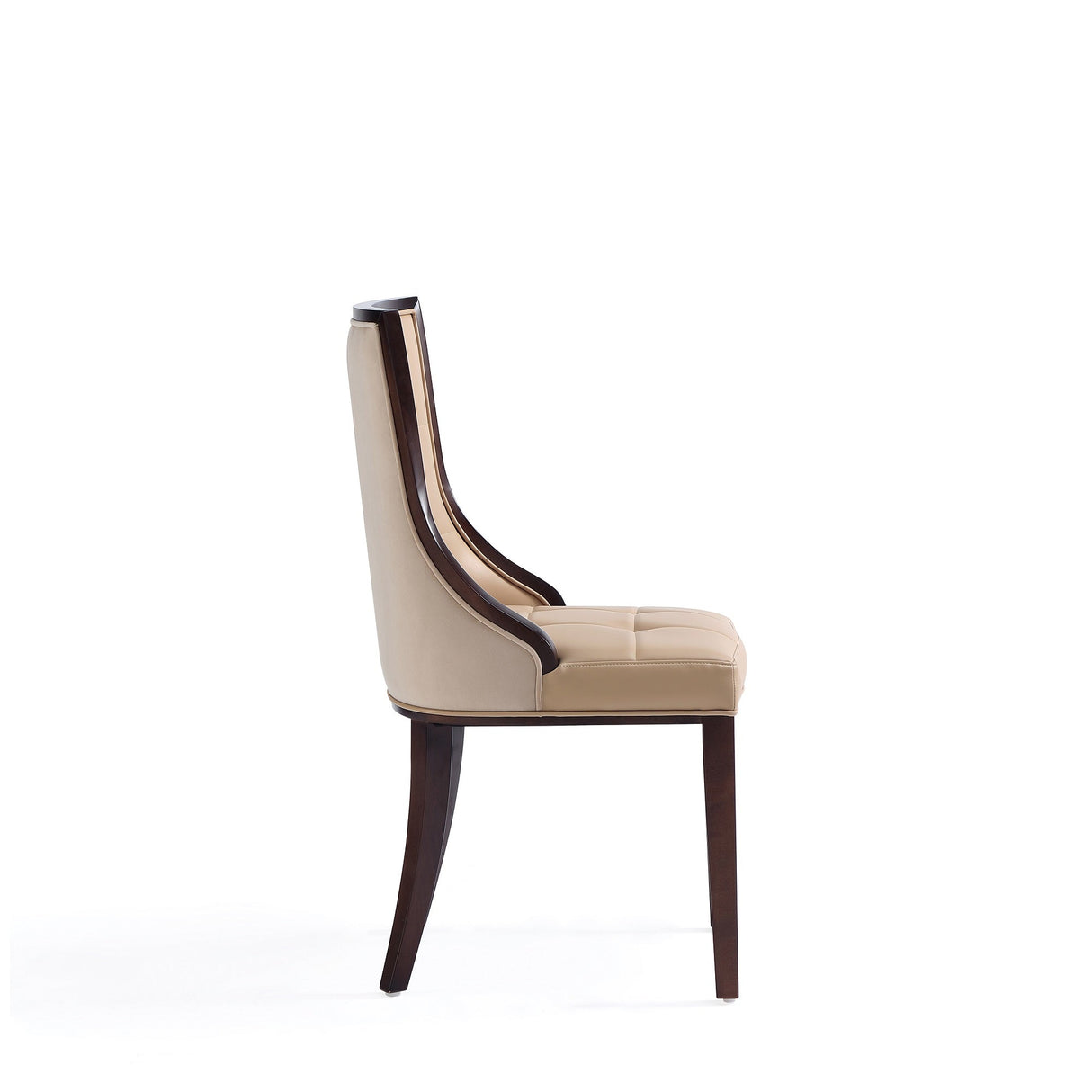Fifth Avenue Faux Leather and Velvet Dining Chair in Tan and Walnut (set of 4) by Manhattan Comfort at Eve Furniture