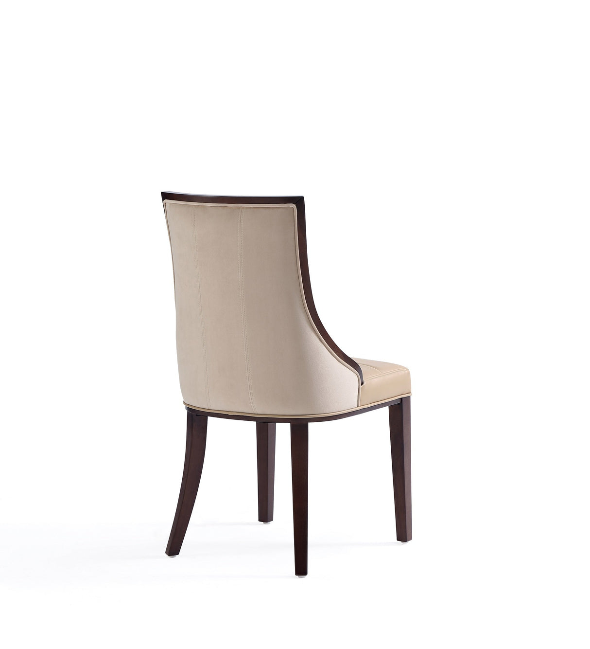 Fifth Avenue Faux Leather and Velvet Dining Chair in Tan and Walnut (set of 4) by Manhattan Comfort at Eve Furniture
