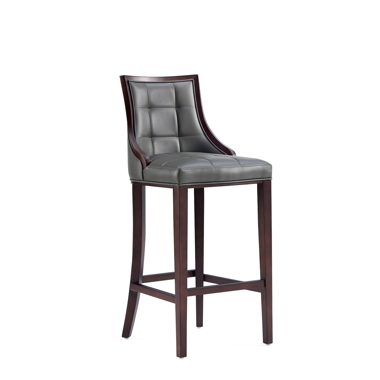 Fifth Avenue Faux Leather Barstool in Pebble Grey (set of 2) by Manhattan Comfort at Eve Furniture
