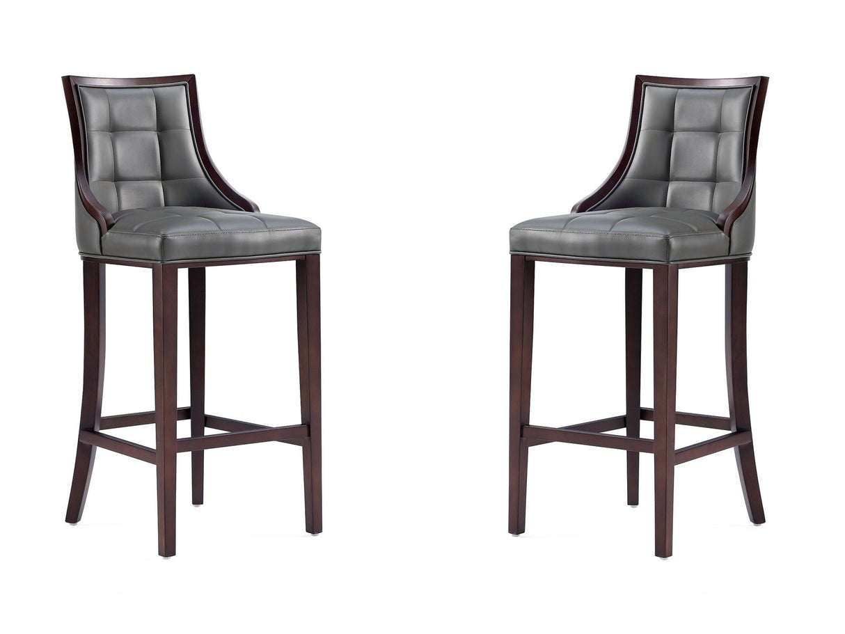 Fifth Avenue Faux Leather Barstool in Pebble Grey (set of 2) by Manhattan Comfort at Eve Furniture