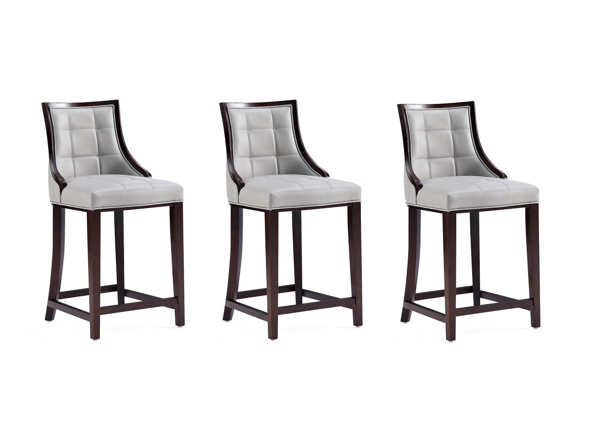 Fifth Avenue Faux Leather Counter Stool in Light Grey (set of 3) by Manhattan Comfort at Eve Furniture