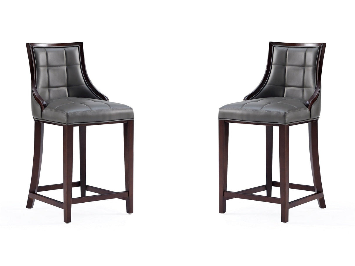 Fifth Avenue Faux Leather Counter Stool in Pebble Grey (set of 2) by Manhattan Comfort at Eve Furniture