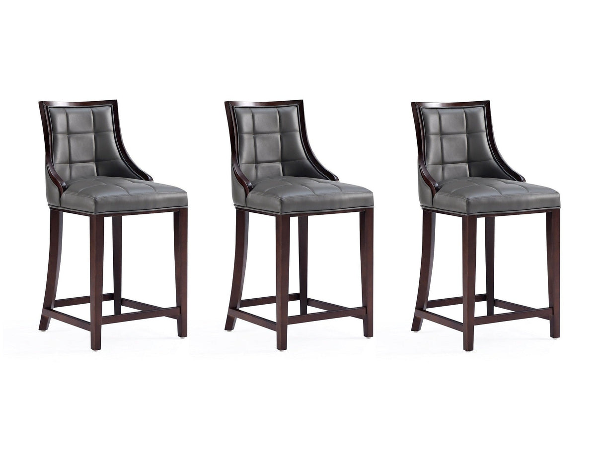 Fifth Avenue Faux Leather Counter Stool in Pebble Grey (set of 3) by Manhattan Comfort at Eve Furniture