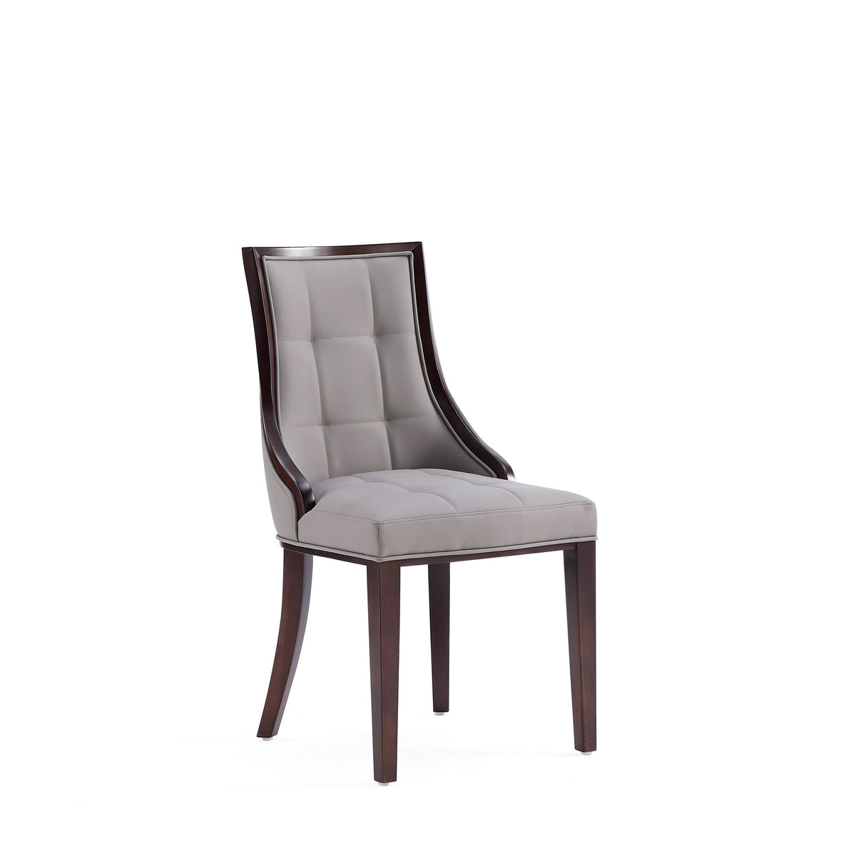 Fifth Avenue Faux Leather Dining Chair in Grey and Walnut (set of 4) by Manhattan Comfort at Eve Furniture