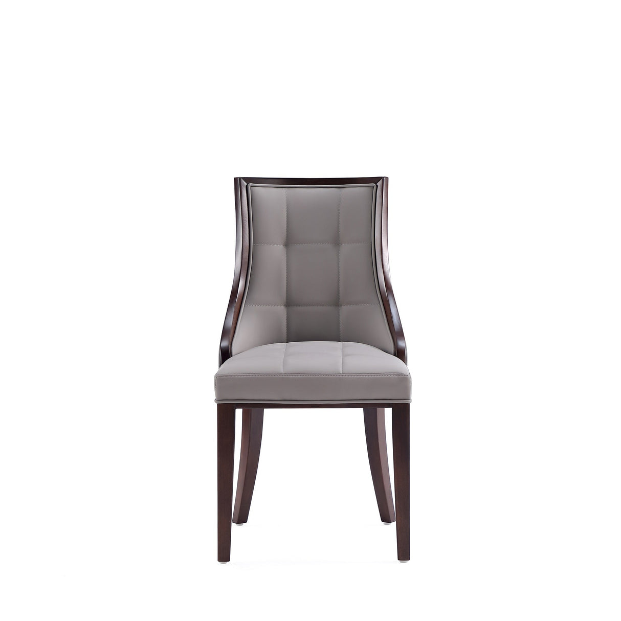 Fifth Avenue Faux Leather Dining Chair in Grey and Walnut (set of 4) by Manhattan Comfort at Eve Furniture