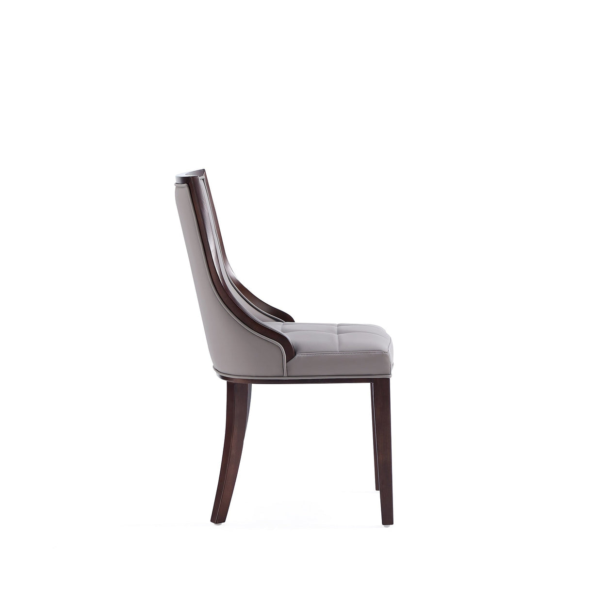Fifth Avenue Faux Leather Dining Chair in Grey and Walnut (set of 4) by Manhattan Comfort at Eve Furniture