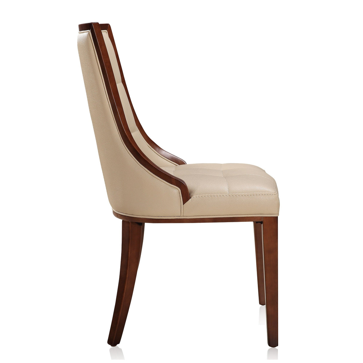 Fifth Avenue Faux Leather Dining Chair (Set of Two) in Cream and Walnut by Manhattan Comfort at Eve Furniture