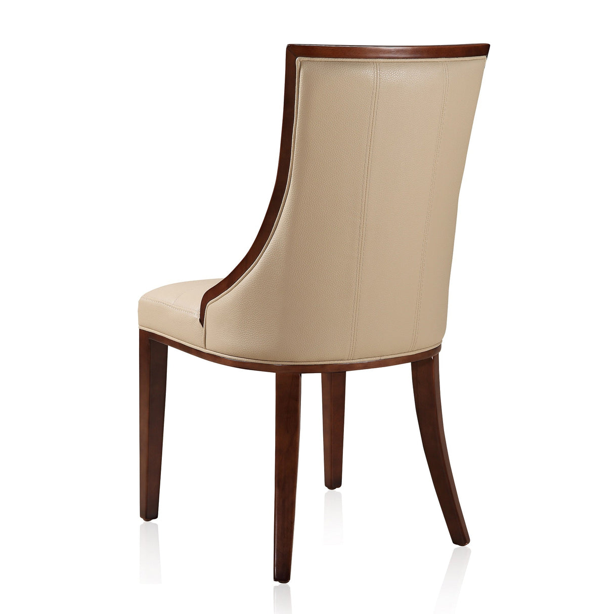 Fifth Avenue Faux Leather Dining Chair (Set of Two) in Cream and Walnut by Manhattan Comfort at Eve Furniture