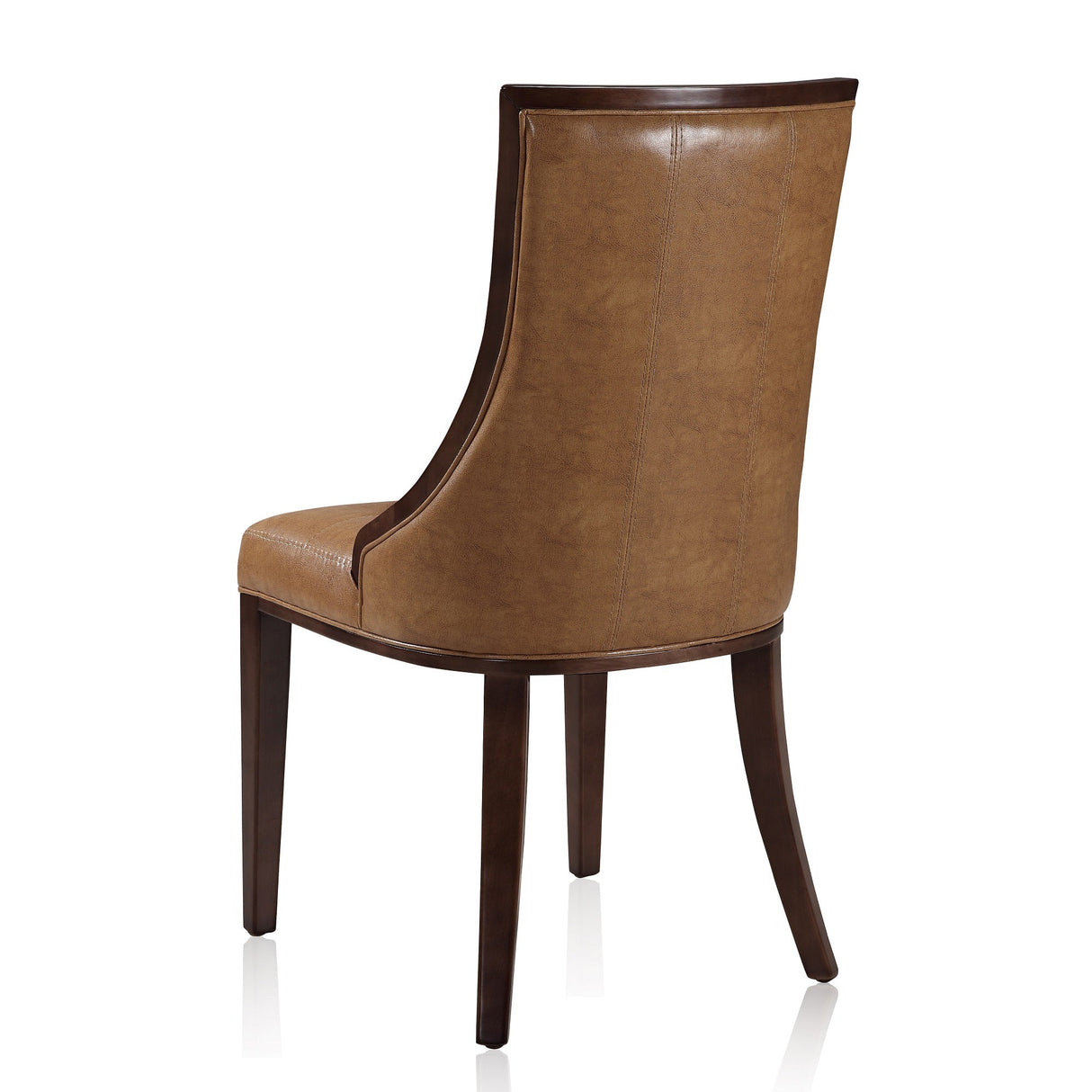 Fifth Avenue Faux Leather Dining Chair (Set of Two) in Saddle and Walnut by Manhattan Comfort at Eve Furniture