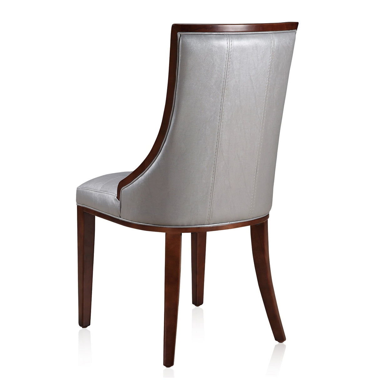 Fifth Avenue Faux Leather Dining Chair (Set of Two) in Silver and Walnut by Manhattan Comfort at Eve Furniture