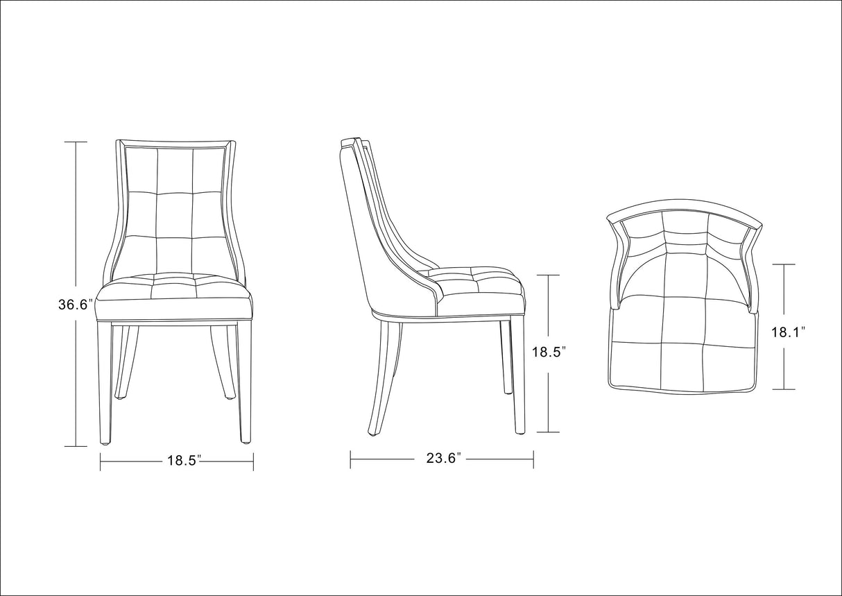 Fifth Avenue Velvet Dining Chair (Set of Two) in Antique Gold and Walnut by Manhattan Comfort at Eve Furniture