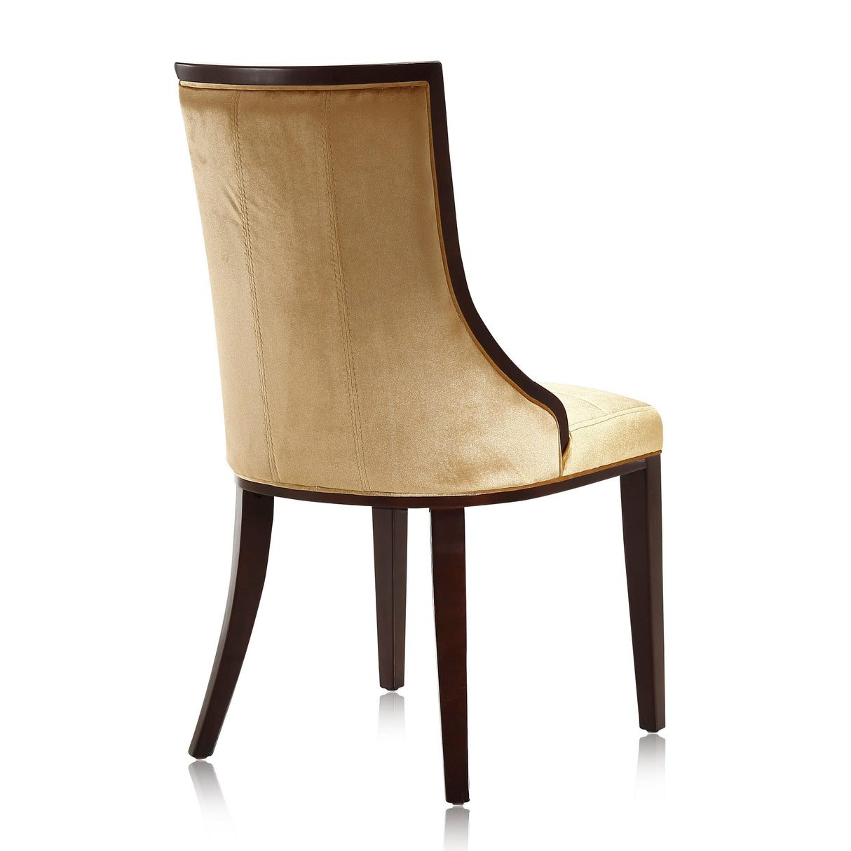 Fifth Avenue Velvet Dining Chair (Set of Two) in Antique Gold and Walnut by Manhattan Comfort at Eve Furniture