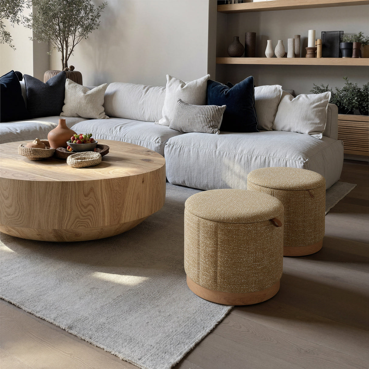 Fije Oat Yellow Storage Ottoman by Zuomod at Eve Furniture