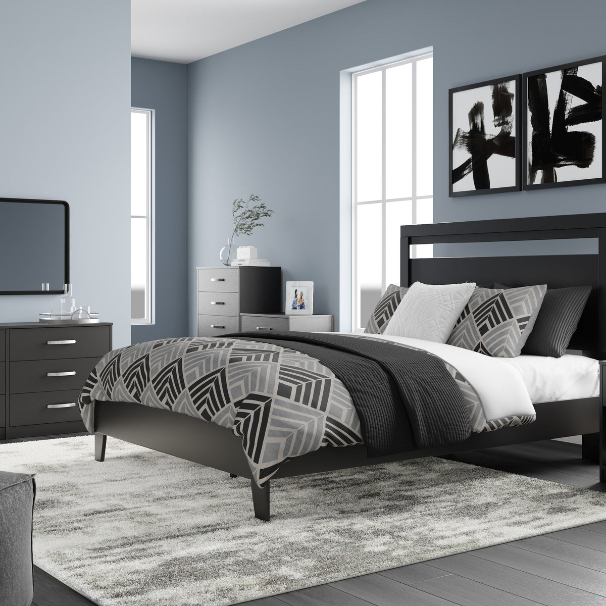 Finch Black Platform Bedroom Set-evefurniture – Eve Furniture
