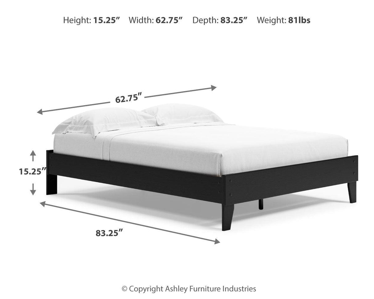 Finch Queen Platform Bed with 2 Nightstands in Black by Ashley at Eve Furniture