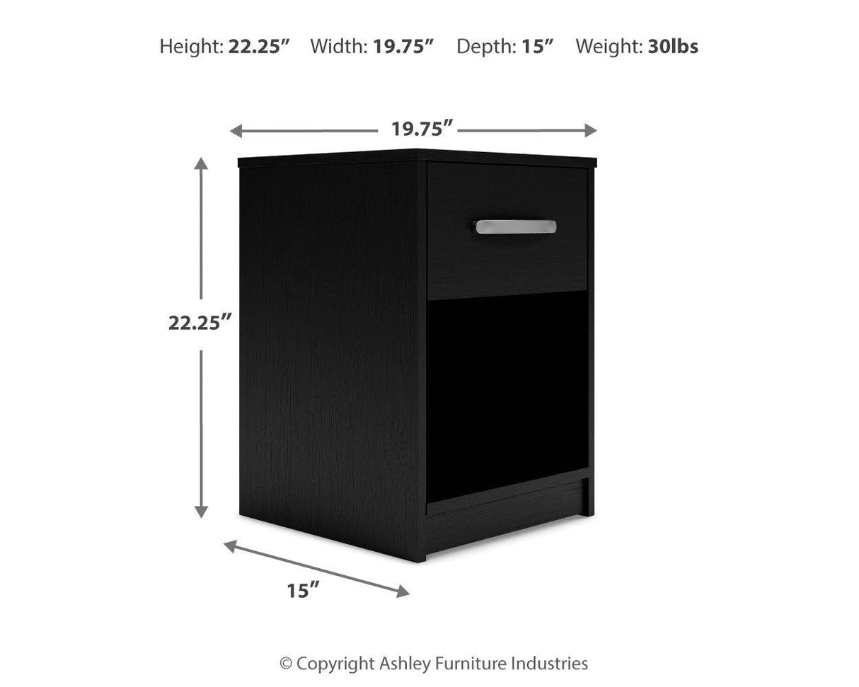 Finch Queen Platform Bed with 2 Nightstands in Black by Ashley at Eve Furniture