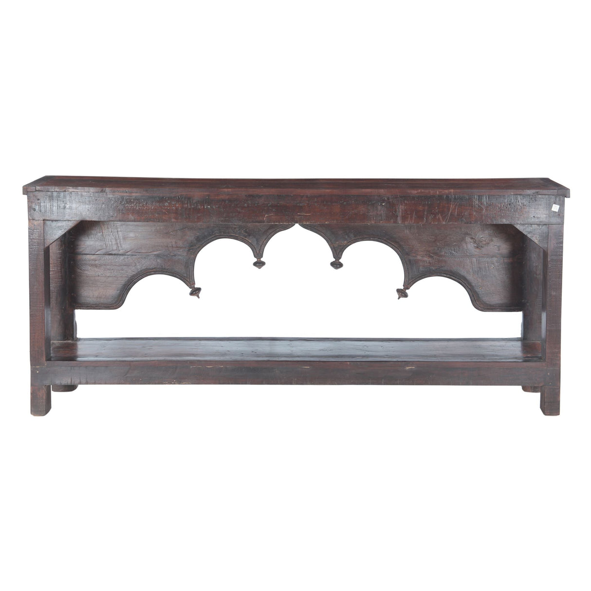 Finely Carved Large Wood Arch Console Table with Bottom Shelf by Home Trends & Design at Eve Furniture