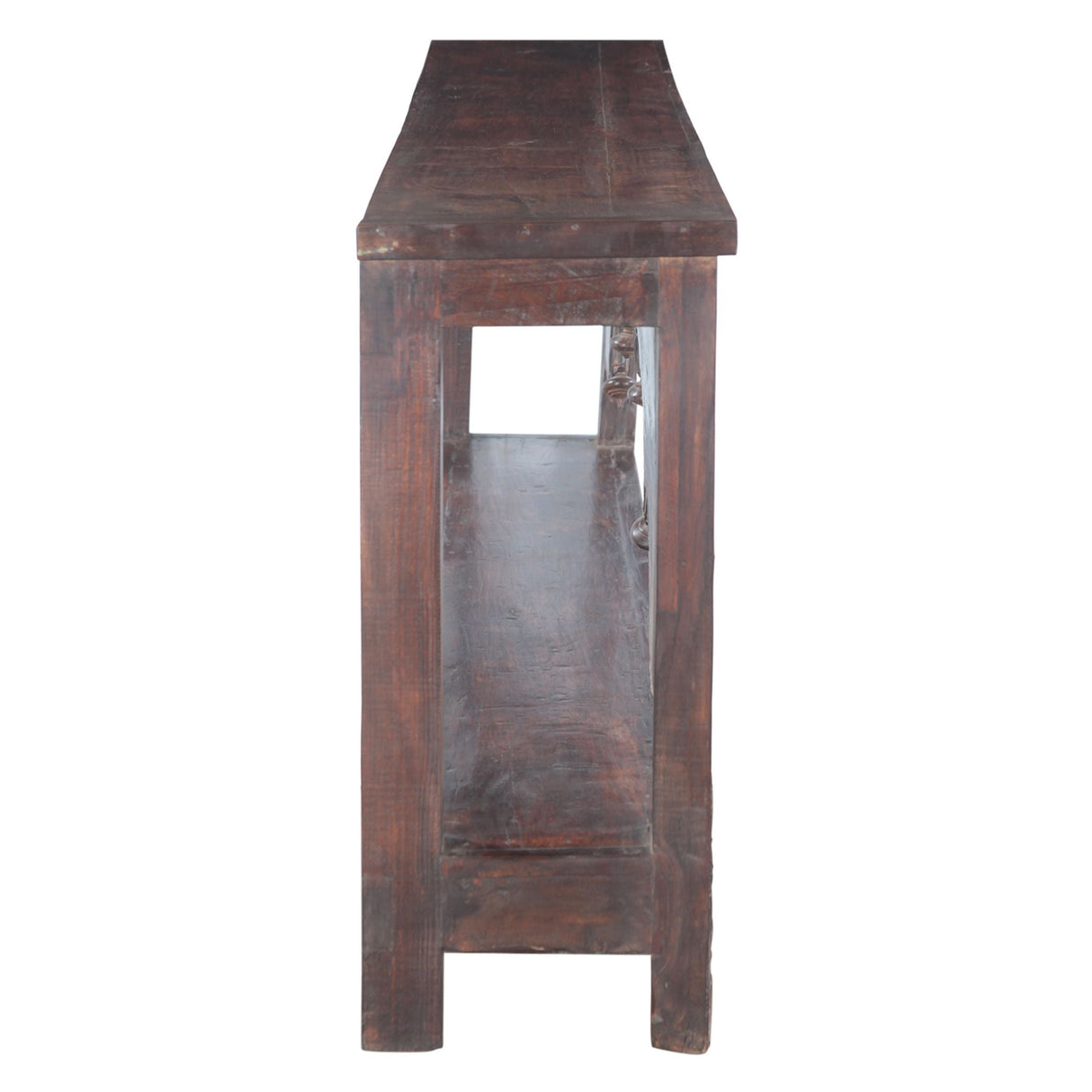 Finely Carved Large Wood Arch Console Table with Bottom Shelf by Home Trends & Design at Eve Furniture