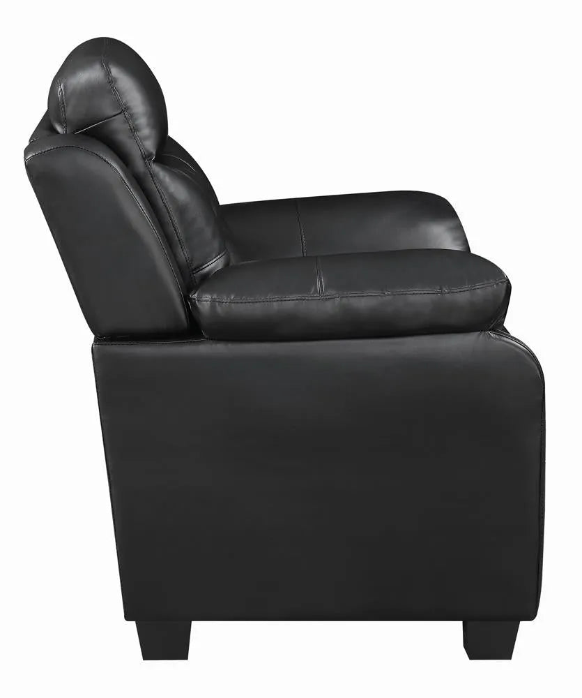 Finley Black Upholstered Padded Arm Tufted Living Room Set by Coaster at Eve Furniture