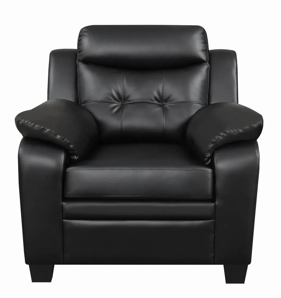 Finley Black Upholstered Padded Arm Tufted Living Room Set by Coaster at Eve Furniture