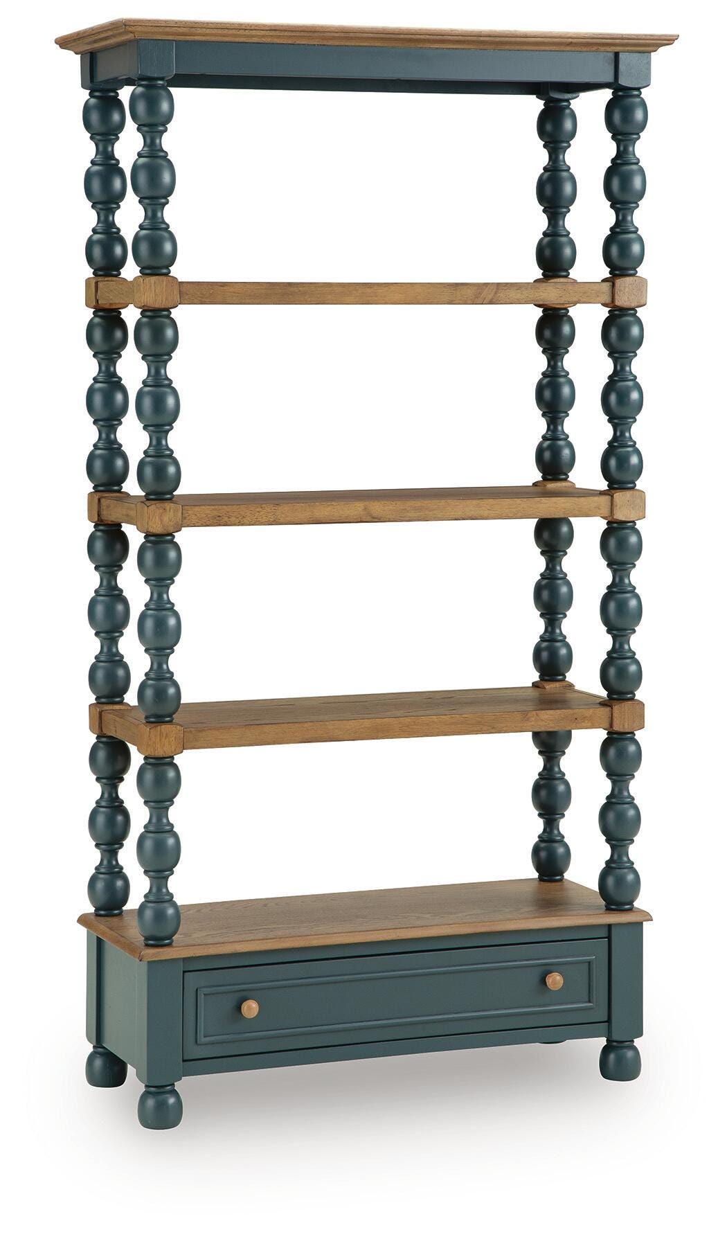 Finnworth Blue/Brown 70" Bookcase by Ashley at Eve Furniture