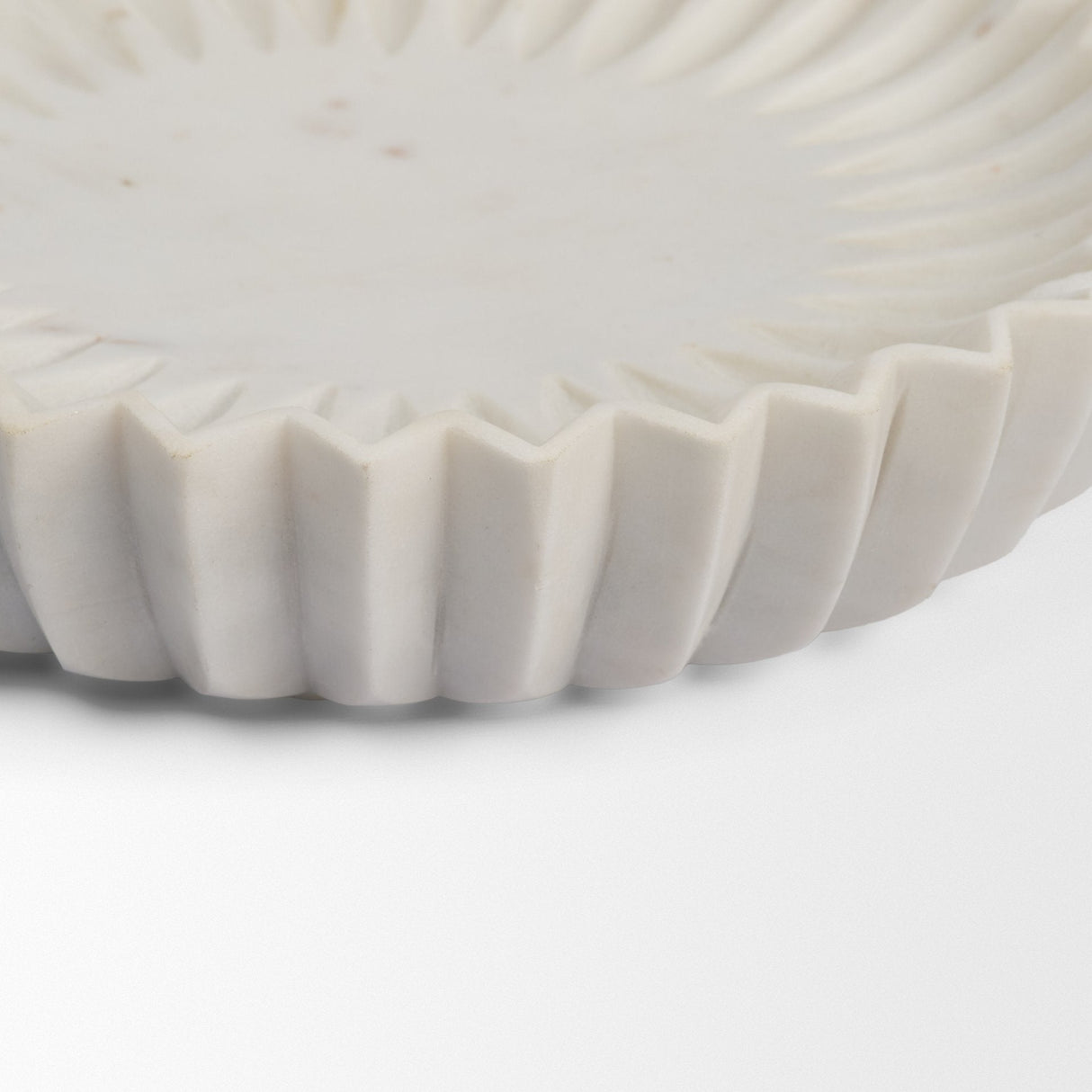 Fiora Round White Marble Scalloped Decorative Bowl by Mercana at Eve Furniture