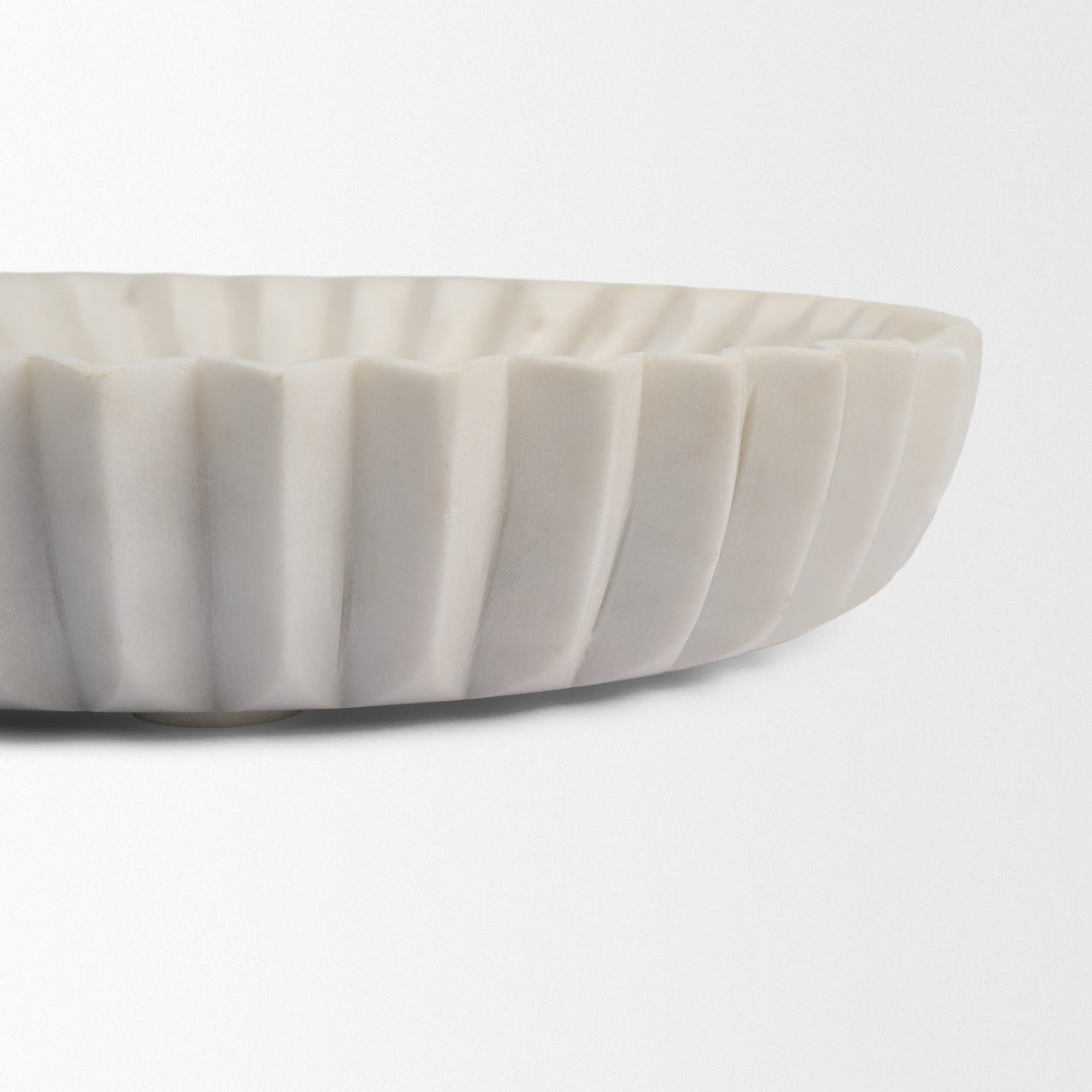 Fiora Round White Marble Scalloped Decorative Bowl by Mercana at Eve Furniture