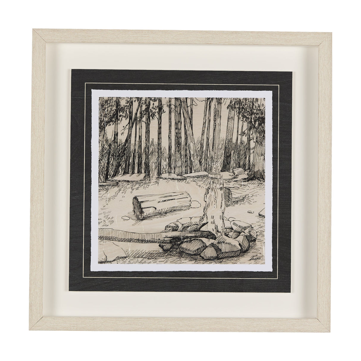 Fireside IV by Mercana Studio a Hand Embellished Textured Framed Art Print Matted under Glass by Mercana at Eve Furniture