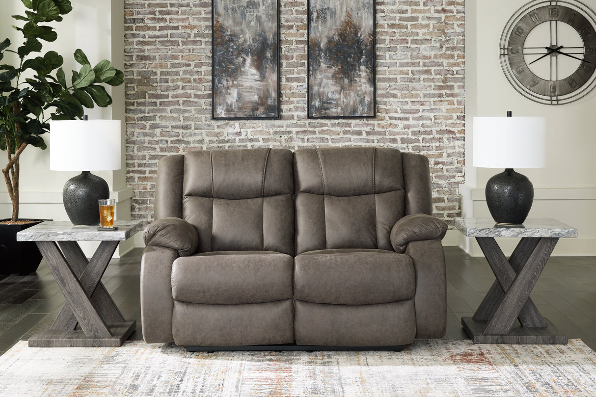 First Base Gunmetal Reclining Living Room Set