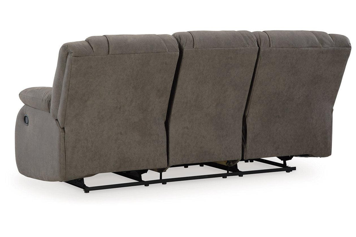 First Base Gunmetal Reclining Sofa, Loveseat and Recliner by Ashley at Eve Furniture